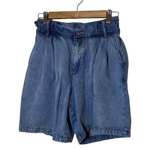 YFB Young Fabolous & Broke Shorts Women Blue M Denim High Waisted Pleated Modal